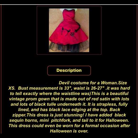 XS Deluxe Red satin/tulle devil Halloween costume. - Picture 2 of 2